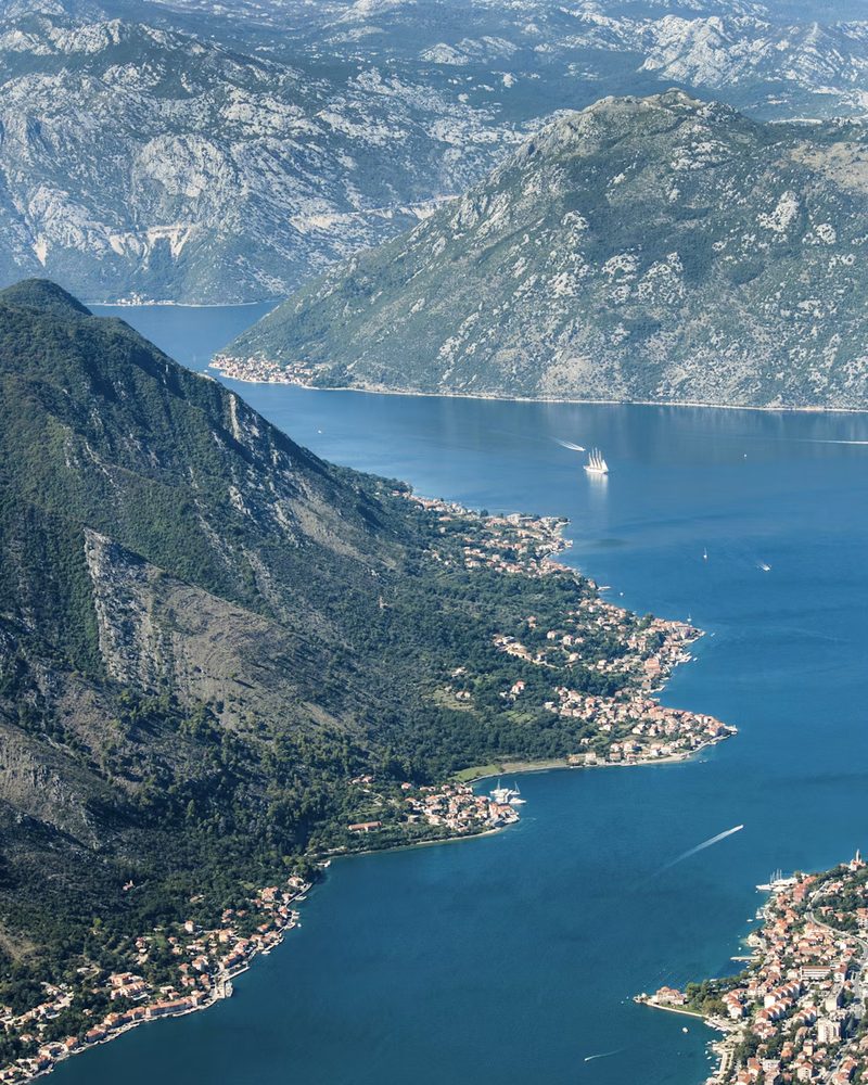 The Bay of Kotor in Montenegro seen from above
